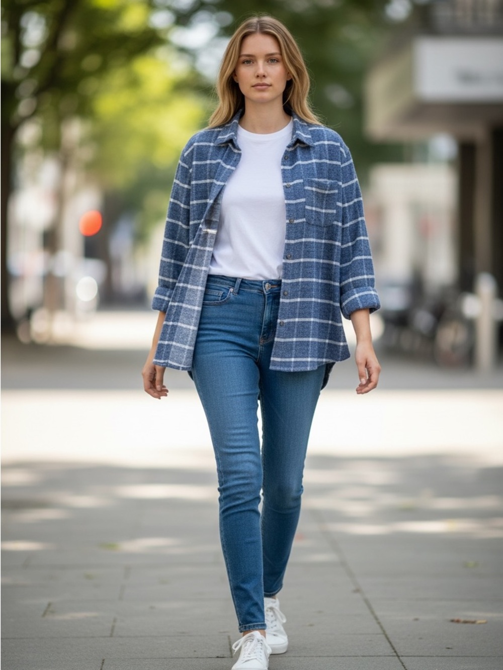 NWT Kittenish Oversized Flannel Shirt Shacket Sz Large Blue